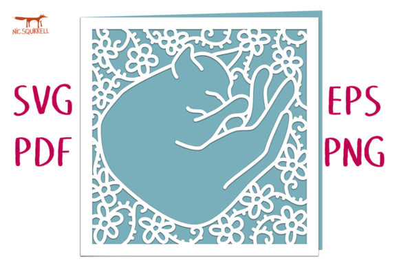 Download Sleeping Cat Greetings Card SVG Cut - Card Collection