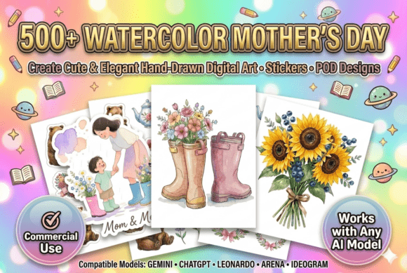 Download 500 Watercolor Mother's Day Prompts - Prompt Collection